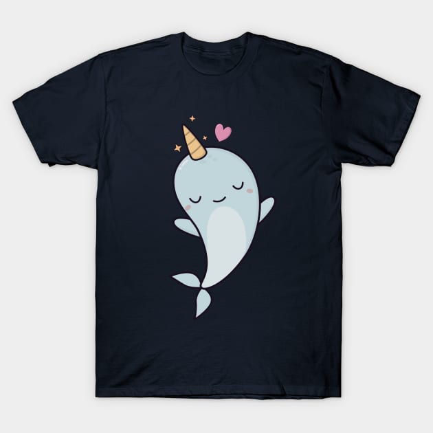 Cute Kawaii Narwhals With Hearts T-Shirt by happinessinatee